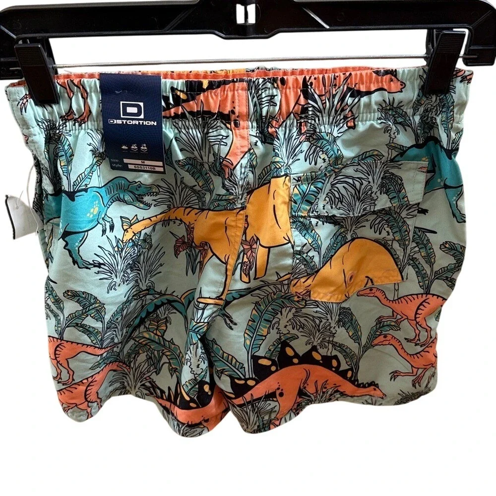 Distortion Kids Boys Size M‎ Swim Trunks Shorts Dinosaurs Print Elastic Waist